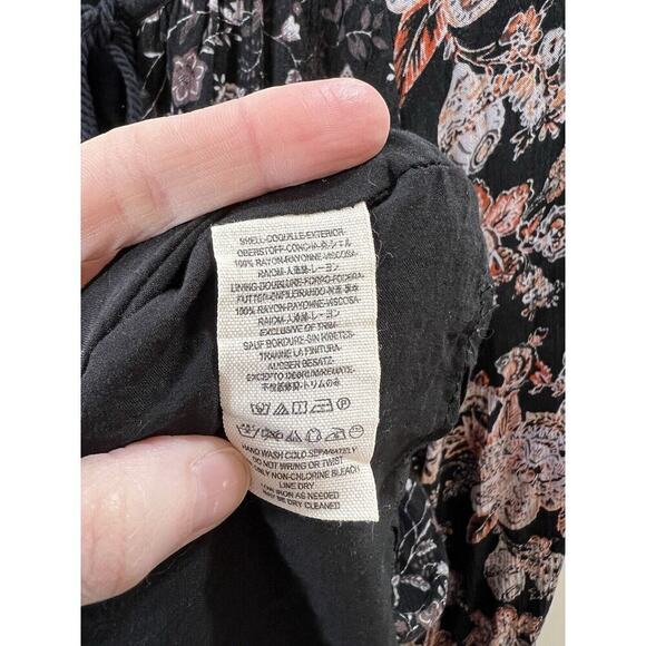 Free People Women's Lucky Loosey Swing Dress Size M Black Multicolor Floral Boho - Picture 5 of 7